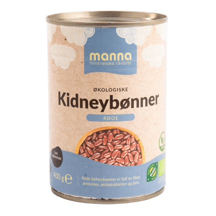 Røde kidneybønner i lake, 400 g, økologisk, Manna