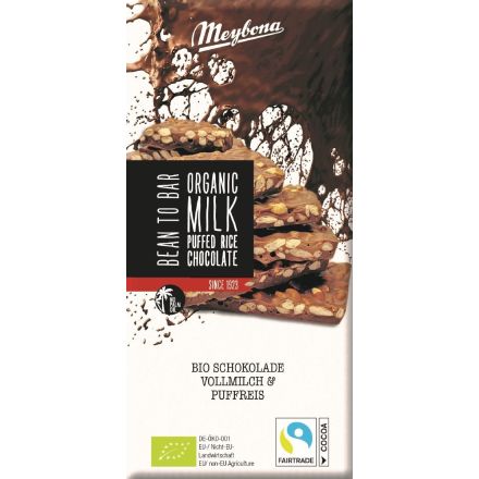 Melkesjokolade puffet ris, 70g, økologisk, Meybona